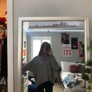 John + Jenn Cropped Blue And White Sweater.